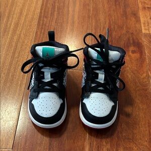 Jordan Kids Black and White Sneakers with Red Accents